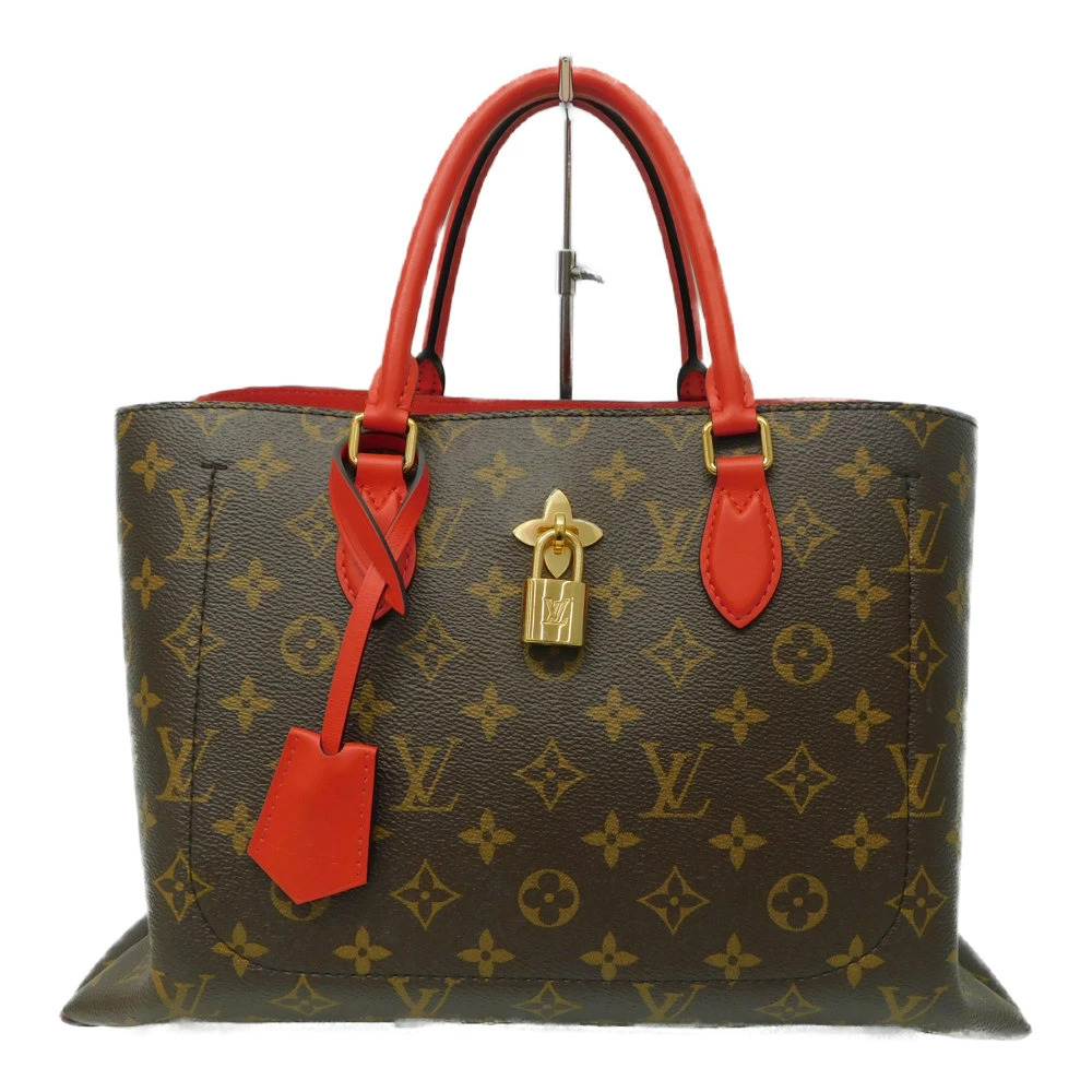 LOUIS VUITTON Flower Tote Bag Shoulder Brown Red Monogram